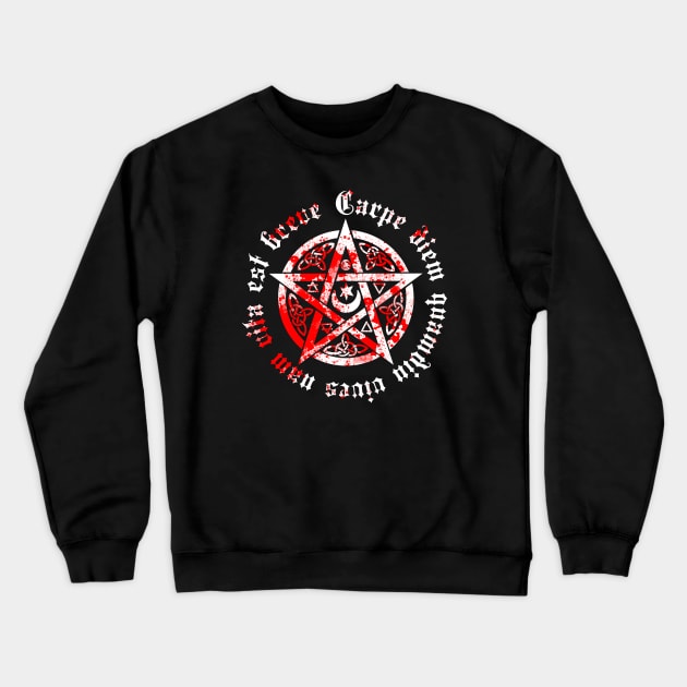 Blood Pentagram "Carpe diem quamdiu vives nam vita est breve" Crewneck Sweatshirt by Helgar